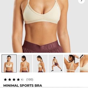 NWT Gymshark minimal sports bra - vanilla brown